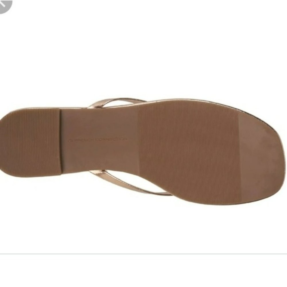 French Connection Morgan Flat Open Toe Thong Flip Flop Sandals Rose Gold -11 - Picture 2 of 5
